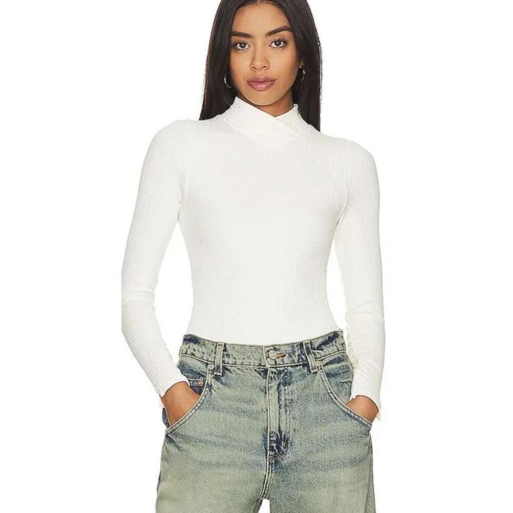 NWOT Free People, XZY Recycled, Ribbed Long Sleeve Mock Neck Bodysuit, Size XL